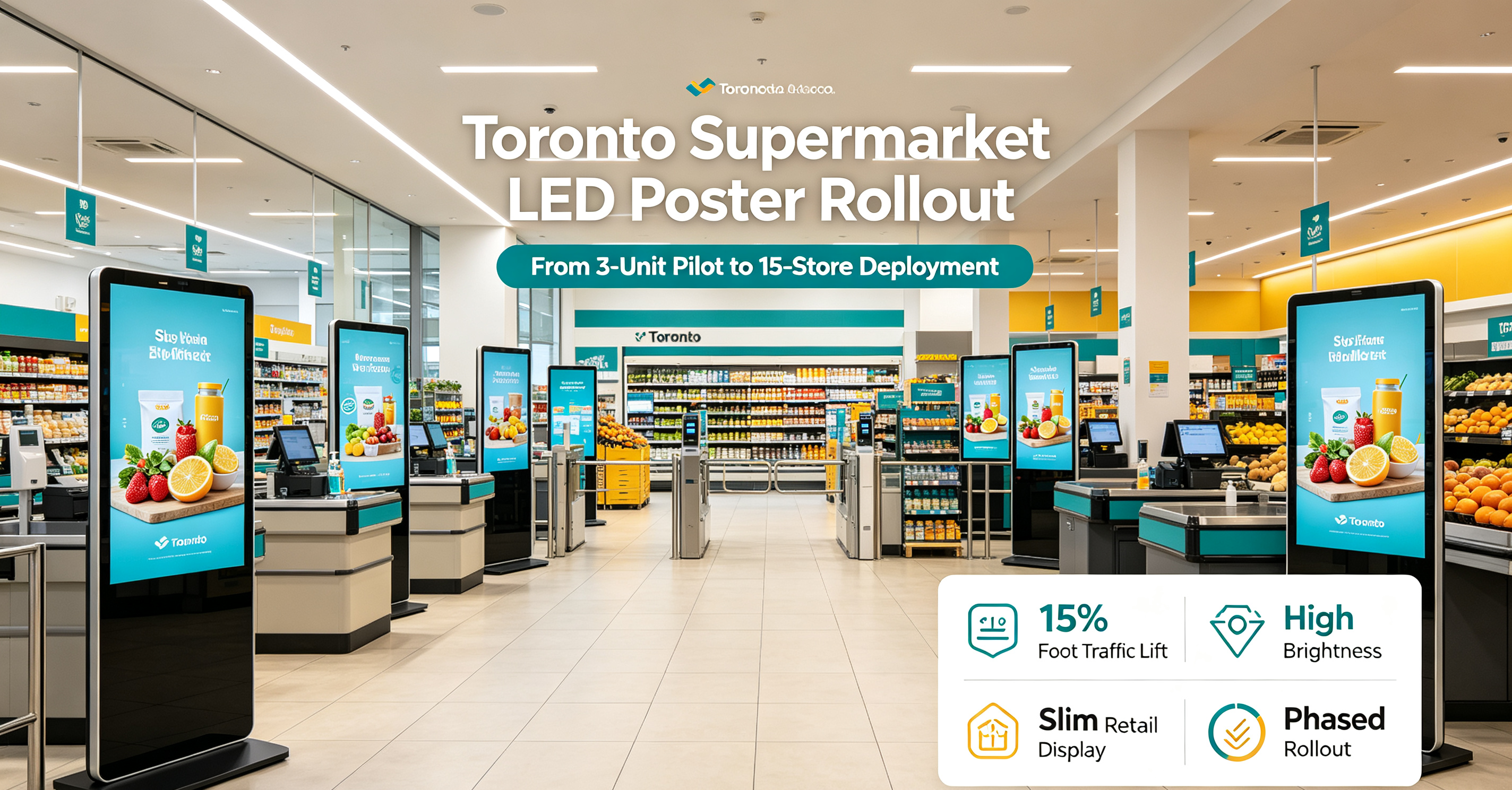 Latest company case about Canadian Supermarket Chain Boosts Foot Traffic 15% with LED Poster Displays Across Toronto Stores