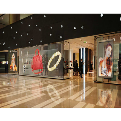 1000*1000mm Full Color Transparent LED Panel , Indoor Transparent Glass LED Screen Wall