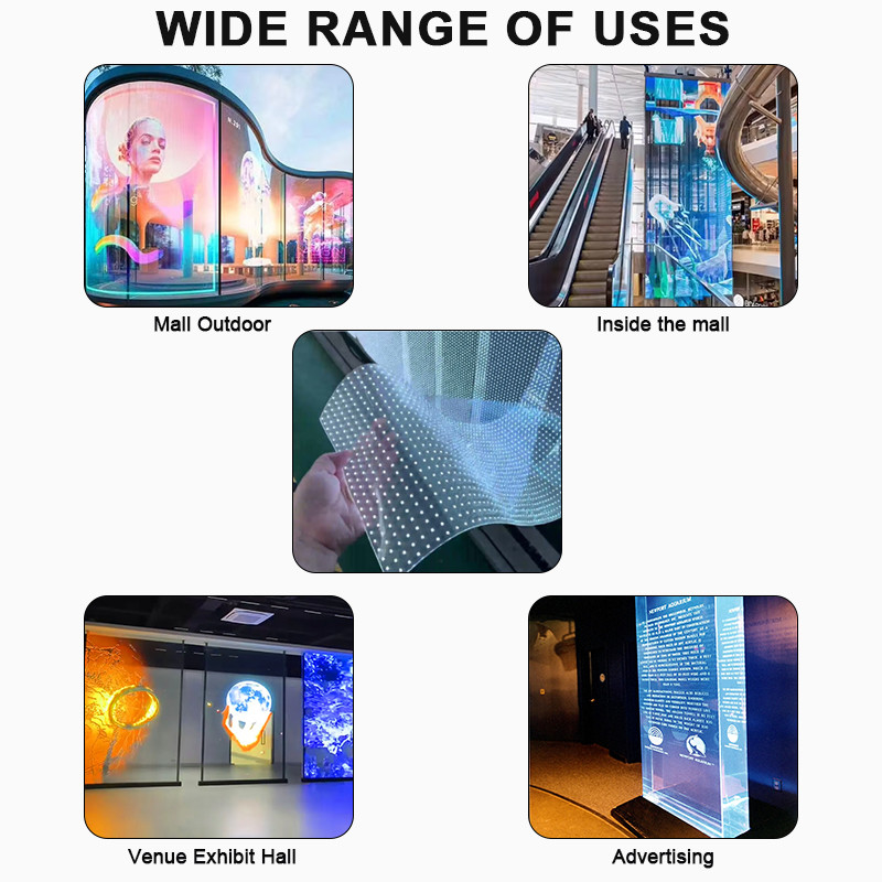 Custom Flexible Transparent LED Film Display P10 Outdoor LED Video Wall