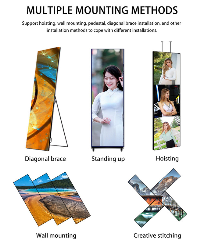 Photo Moveable Indoor LED Poster Screen P2.5 P3 P4 P5 Floor Type Poster LED Display