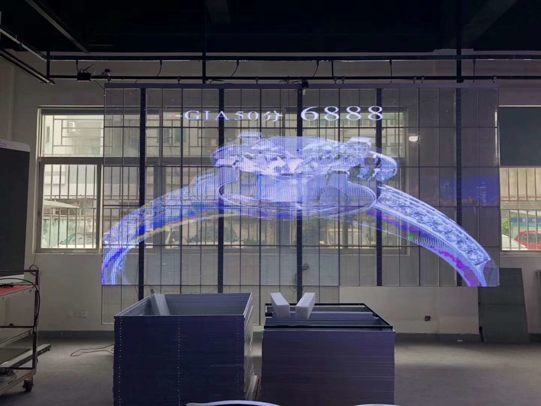 1000*1000mm Full Color Transparent LED Panel , Indoor Transparent Glass LED Screen Wall