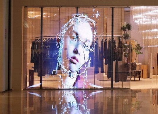 32768dots/Sqm Flexible Transparent LED Window Display Screen For Advertising