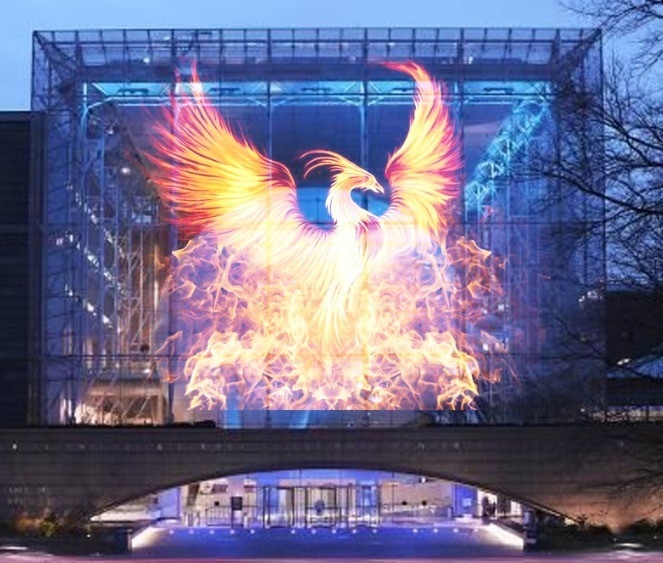 5000cd/Sqm Adhesive LED Transparent Film Screen , Advertising LED Video Wall Display