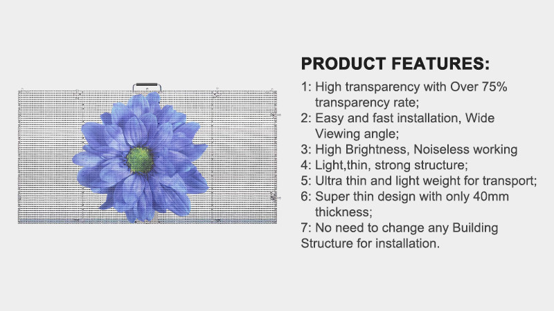 3D Adhesive LED Transparent Film Screen Full Color Transparent Glass LED Screen