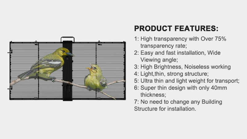 3D Adhesive LED Transparent Film Screen Full Color Transparent Glass LED Screen