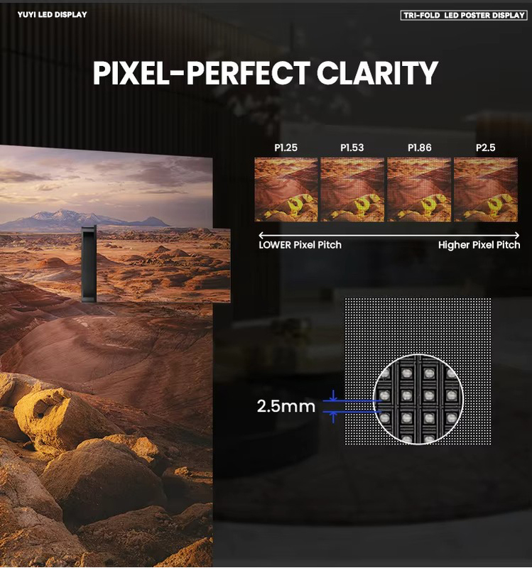 Ultra-Thin HD Three-Fold Standing LED Poster Screen and GOB LED Display for Indoor Use