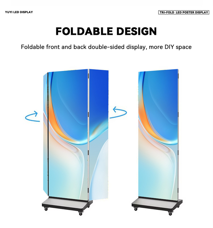 Ultra-Thin HD Three-Fold Standing LED Poster Screen and GOB LED Display for Indoor Use