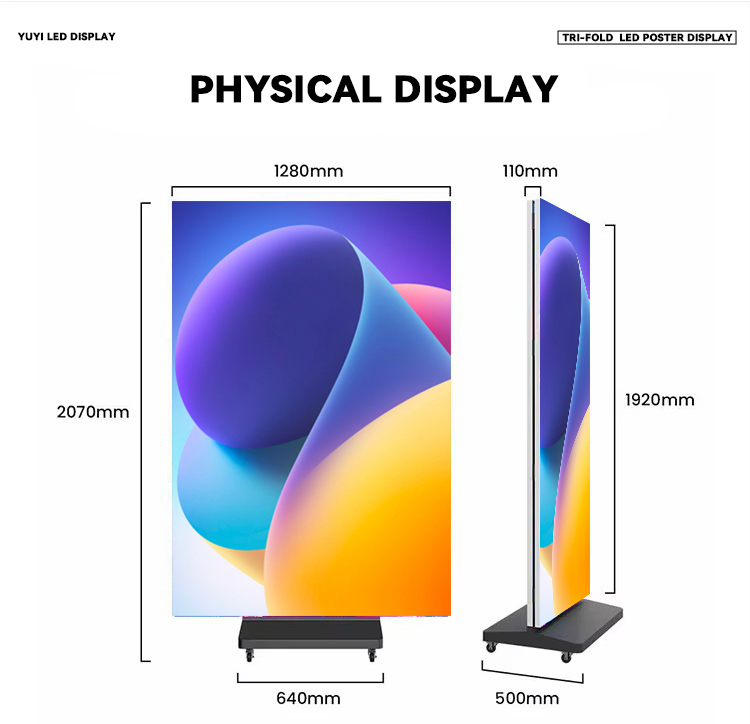 Ultra-Thin HD LED Poster Screen with Three-Fold Standing Design for Indoor Digital Advertising