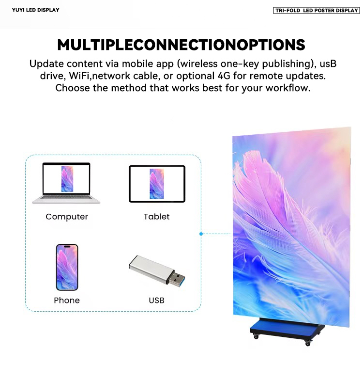 Ultra-Thin HD LED Poster Screen with Three-Fold Standing Design for Indoor Digital Advertising