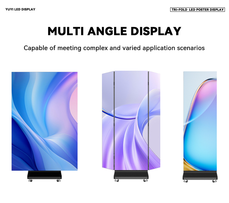P1.25 Three-fold LED Poster Screen Energy Saving Foldable LED Poster Panel Ultra-Thin Portable Tri-Fold LED Poster Screen
