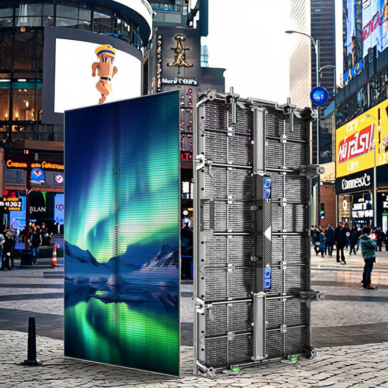 HD LED Transparent Display with 5600 Nits Brightness 500x1000mm Cabinet Size and IP65 Waterproof Rating